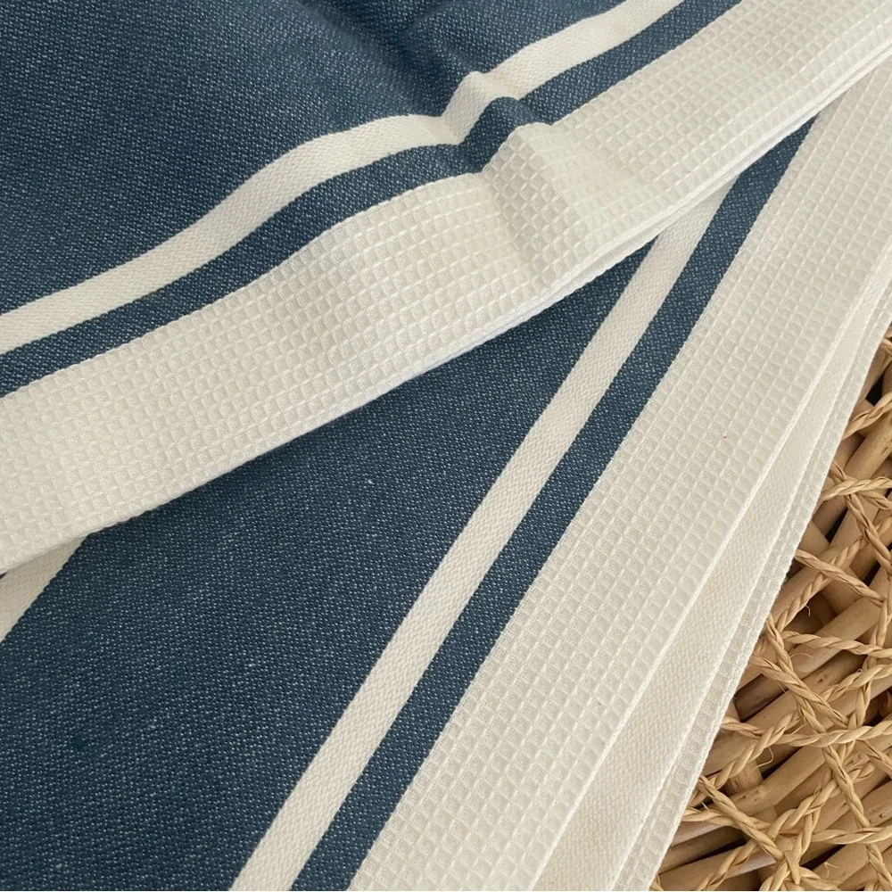 The Gourmet Collection Blue & White Striped Kitchen Towels Set of 2 NWT
